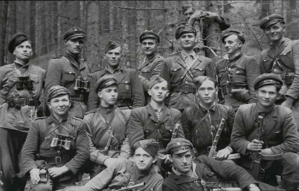 Fighters of the Ukrainian Insurgent Army (UPA) in the forests of Volyn. According to the Ukrainian Institute of National Memory, the UPA was the only military force in World War II to define its strategic goal as the creation of an independent Ukrainian state; therefore, the soldiers were ready to fight against all countries that tried to prevent the formation of an independent nation. UPA organized and waged anti-German campaigns throughout the entire period of German occupation. Whole Ukrainian regions were freed from German occupation … where so-called ‘insurgent republics’ were created … UPA engaged in guerilla attacks against the Polish forces that were trying to restore the pre-war borders of Poland. The UPA fought against the Soviet Union as their primary opponent.