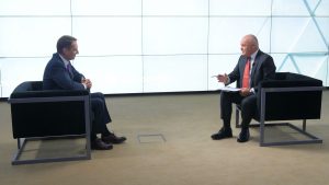 SVR Director Sergei Naryshkin is interviewed by Dmitry Kiselyov, TV anchor and general director of Rossiya Segodnya (Source: RIA Novosti)