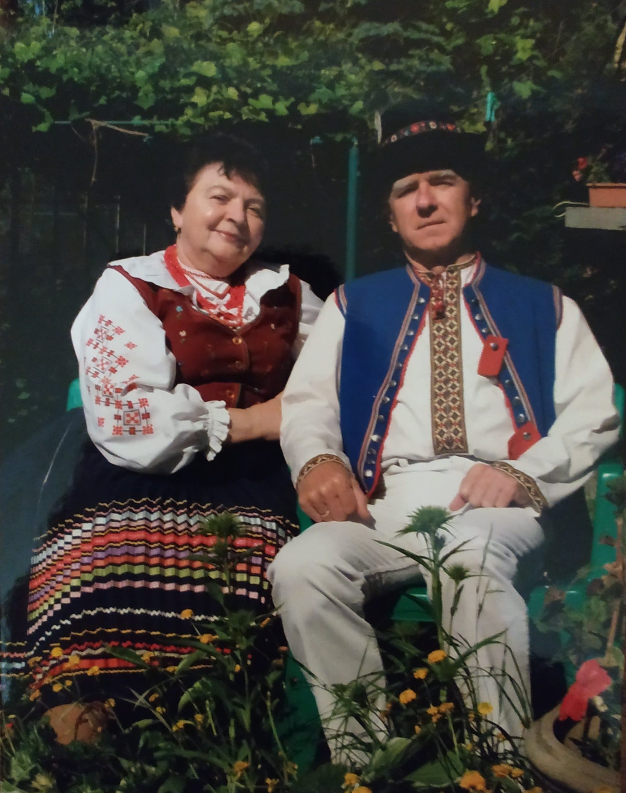 Hanna and Oleksandr Voloshynski in their native Lemko clothes. Photo provided by Oleksand Voloshynskyi. ~