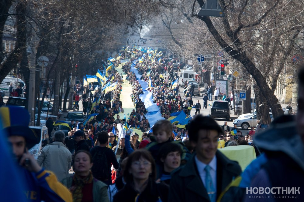 A demonstration in Odesa against Russian aggression, 2014. Source: novostnik.com.ua ~