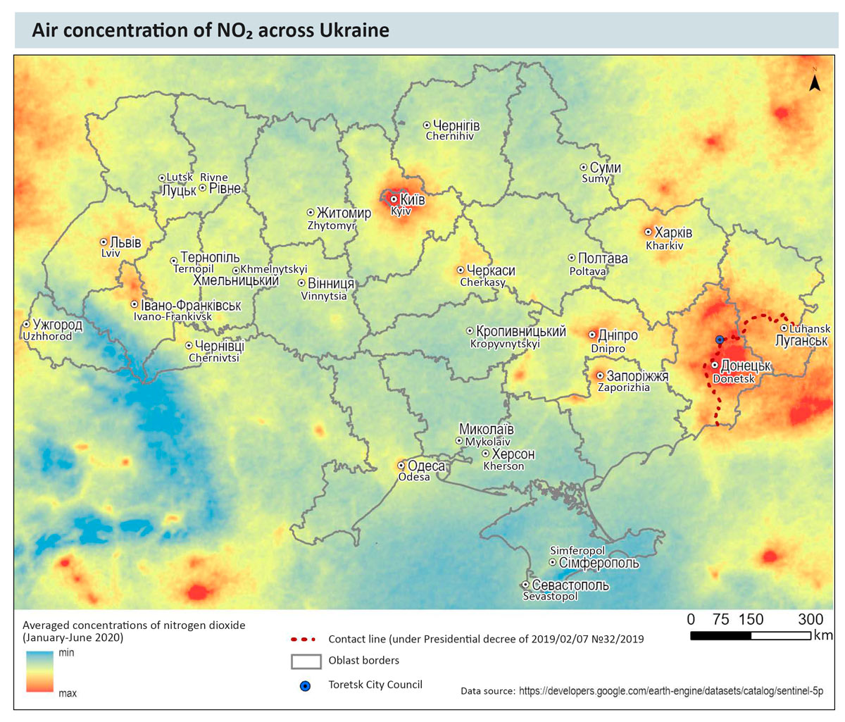 no2 air pollution ukraine 2020