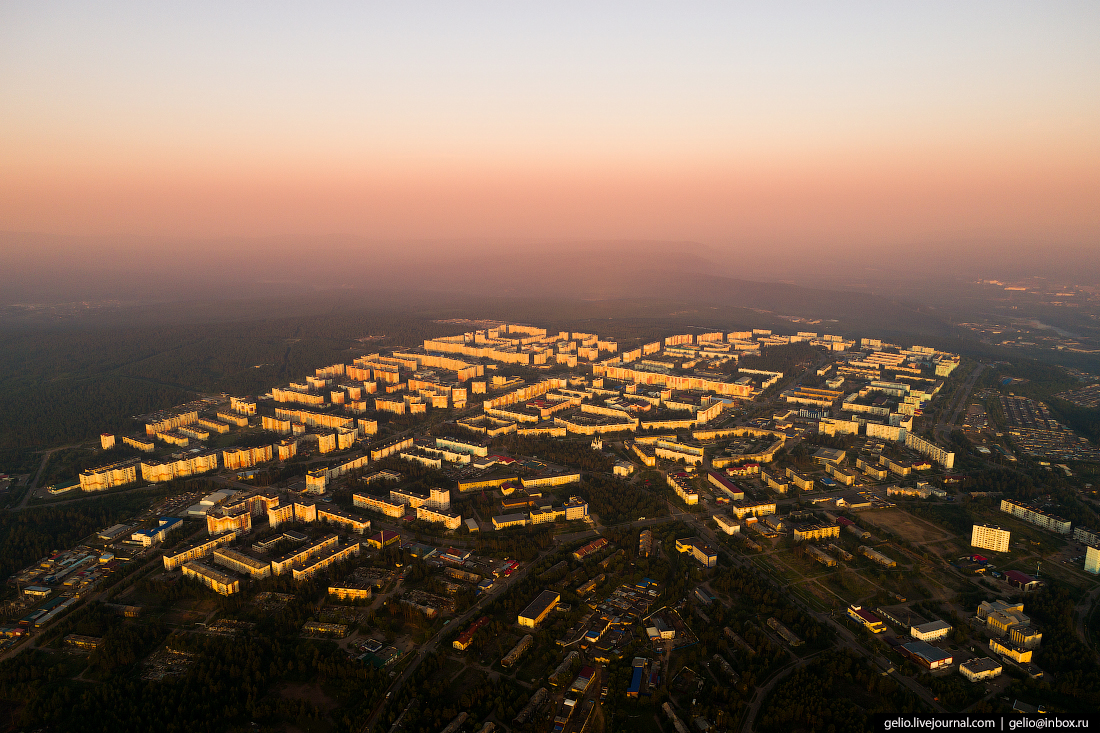 Bird-eye view of the city of Neryungri in Yakutia, where Donbas miners and their families were relocated.