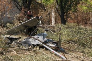 Remnants of the Russian Forpost UAV shot down in Donetsk Oblast in August 2014 less than a kilometer away from the Russian border. Source ~