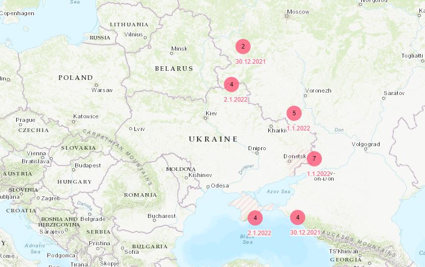 Buildup on nearly half of Russian military bases at Ukraine's border in