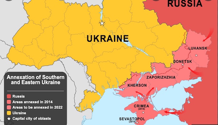 Annexation of Southern and Eastern Ukraine. 2022. Source.