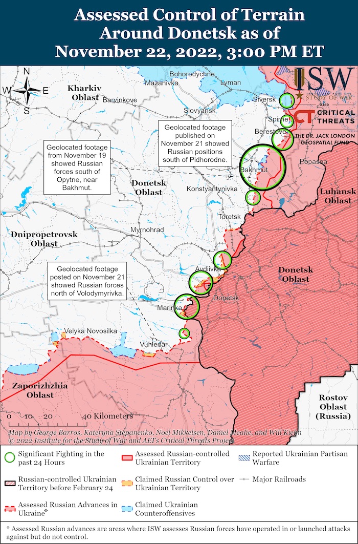 Donetsk Battle Map. November 22, 2022. Source: ISW. ~