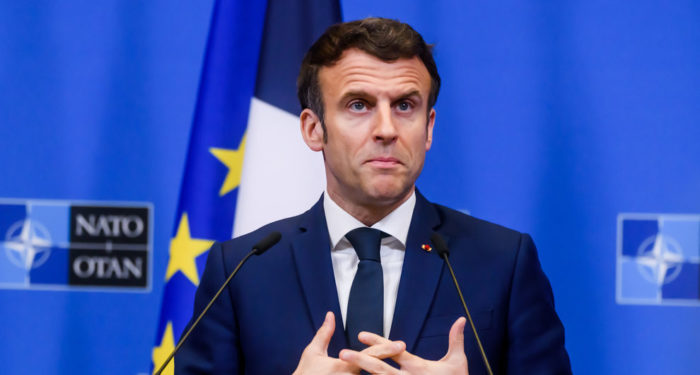 Emmanuel Macron, President of France, during press conference after NATO extraordinary SUMMIT 2022. Brussels, Belgium.