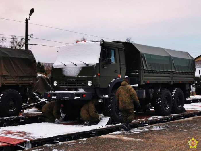 Russian military trucks in Belarus