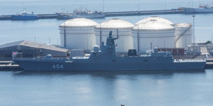 russian frigate admiral gorshkov refueling quay cape town harbor