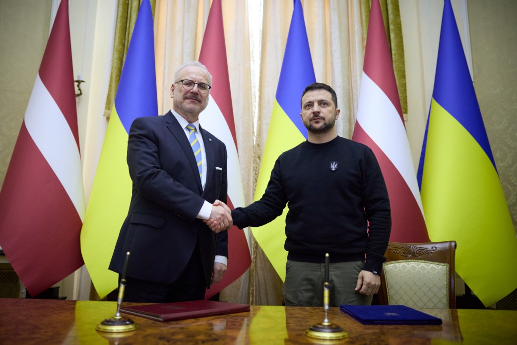 Latvian president in Lviv Ukraine Zelenskyy