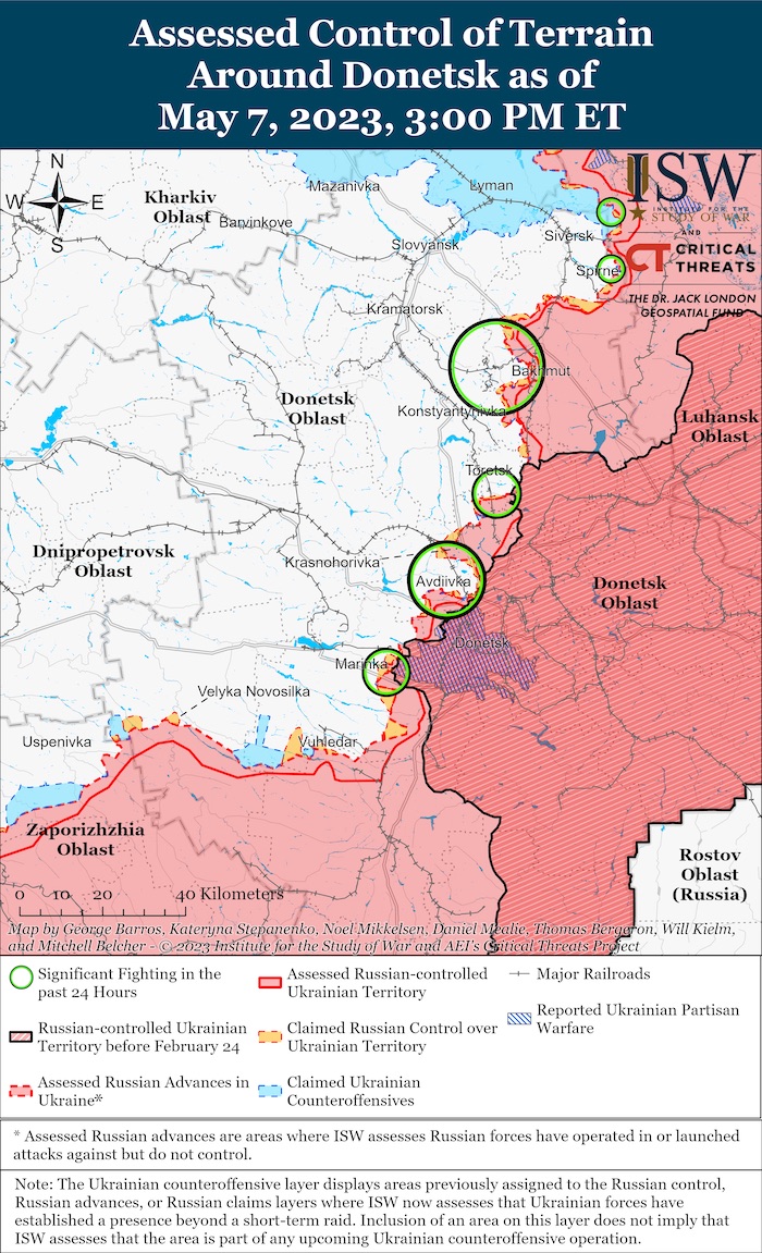Donetsk Battle Map. May 7, 2023. Source: ISW. ~