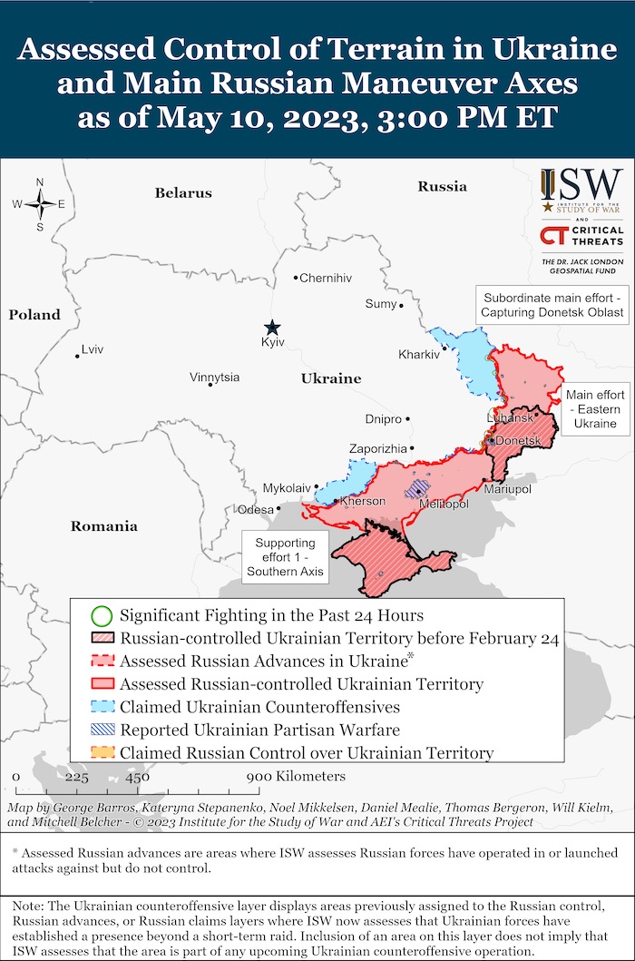 Situation in Ukraine. May 10, 2023. Source: ISW. ~