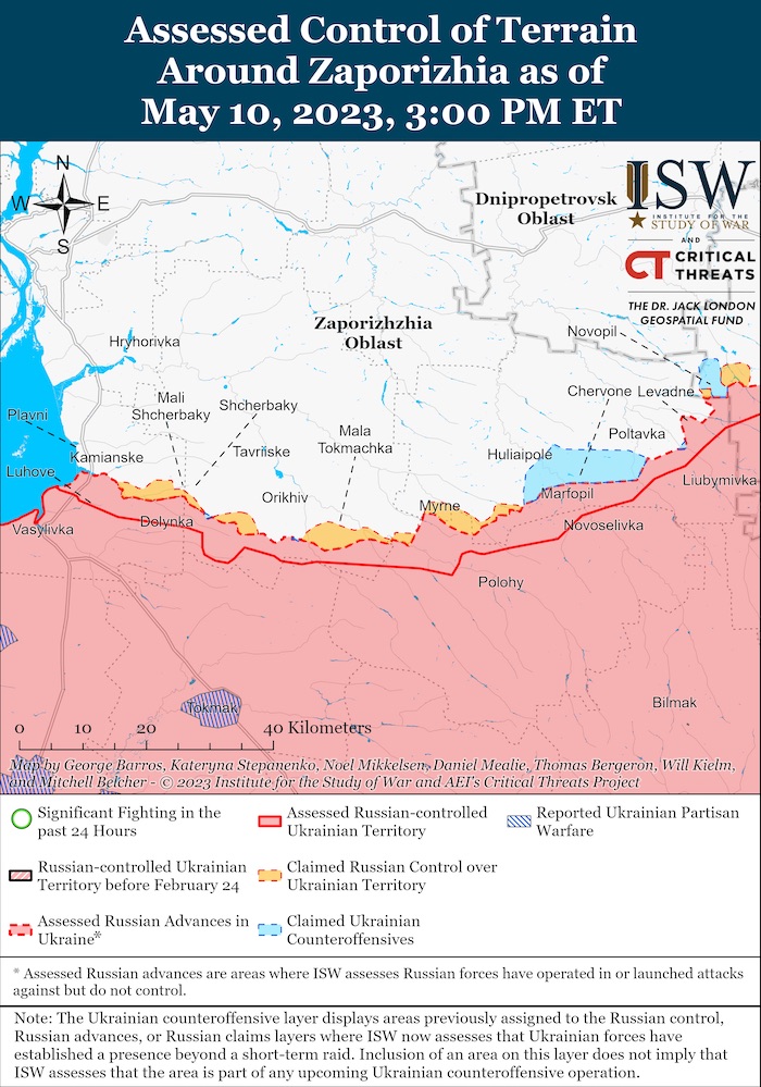 Zaporizhzhia Battle Map. May 10, 2023. Source: ISW. ~