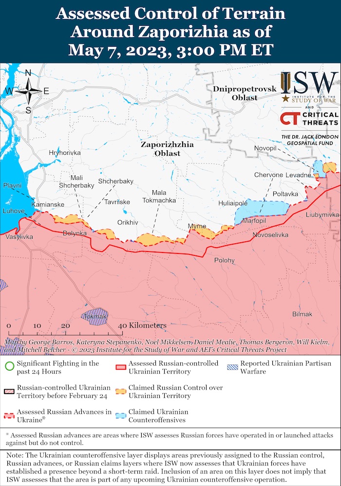 Zaporizhzhia Battle Map. May 7, 2023. Source: ISW. ~