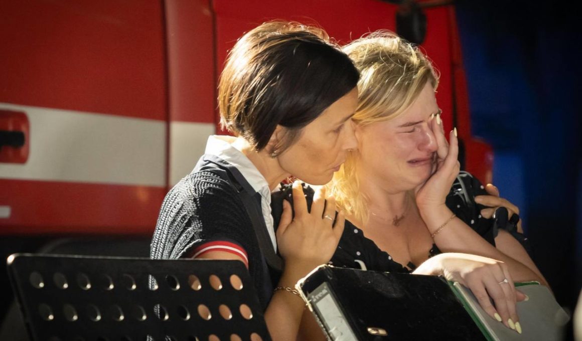 Women cry after the Russian missile attack on Odesa in the night of 23 July. Photo: Odesa Oblast Military Administration