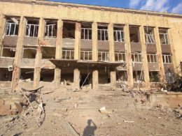 Ruined Kupiansk administration building