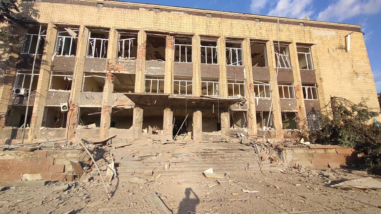 Ruined Kupiansk administration building