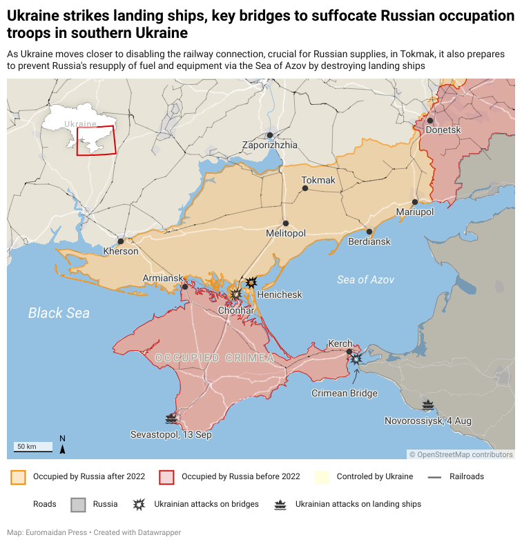 Ukraine strikes Russian ships and bridges