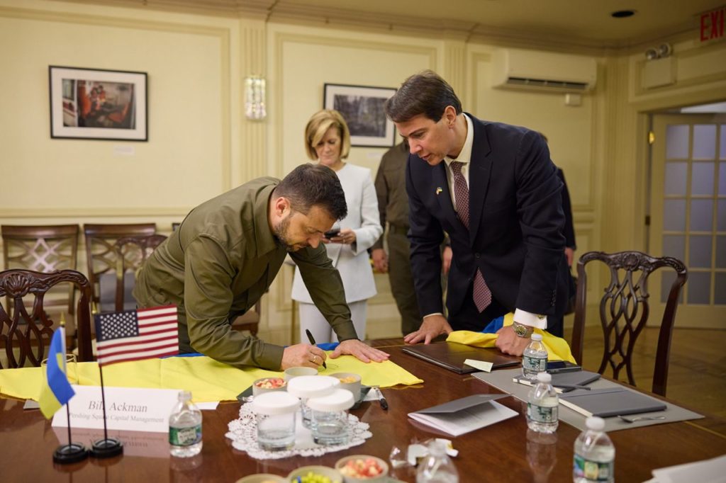 Ukrainian President Volodymyr Zelenskyy during a meeting with top U.S. businesspeople. Source: Zelenskiy / Official