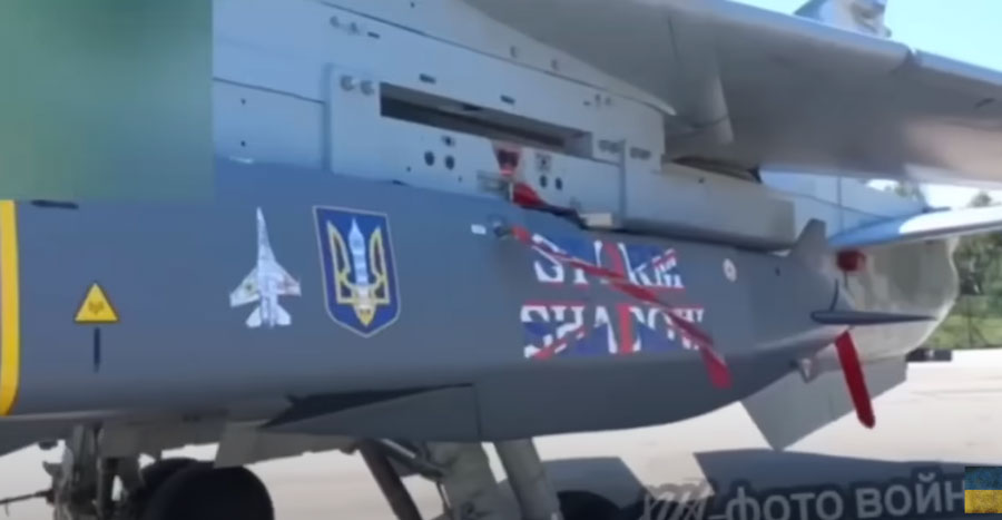 bbc ukraine can now target military airfields russia storm shadow cruise missiles ukrainian su-24 bomber carrying british-supplied missile screenshot from military's video ukrainian-su-24-carrying-uk-storm-shadow-missile
