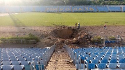 Mykolaiv stadium ruined by Russian missile strike