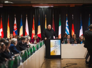 Ruslan Stefanchuk speaking at the second Parliamentary Summit of the Crimean Platform in Prague.