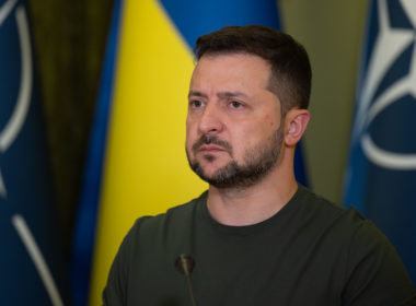 Zelenskyy ukrainian nato flag