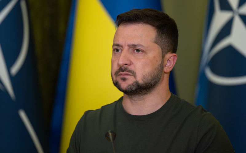 Zelenskyy ukrainian nato flag