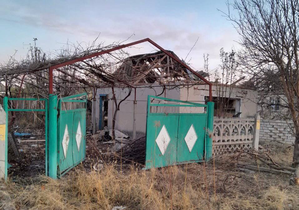 Damaged house dur to russian attack