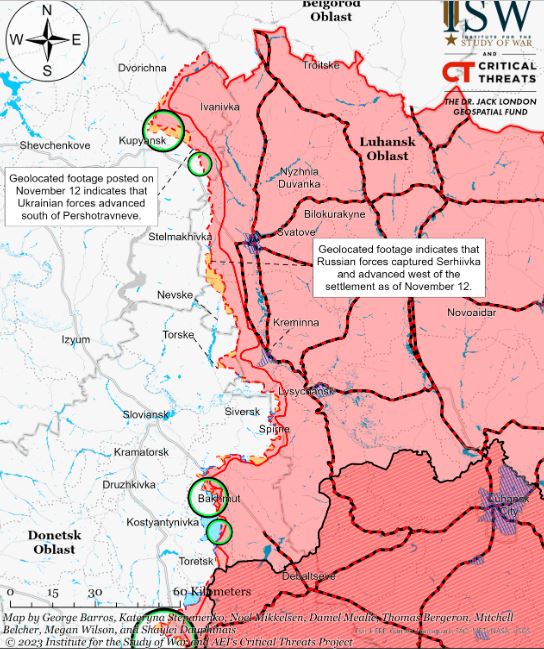 Luhansk battle map 13 nov ISW