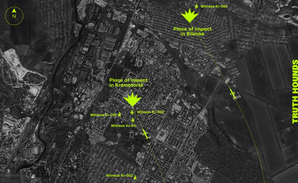 Place of impact of missiles by truth hounds