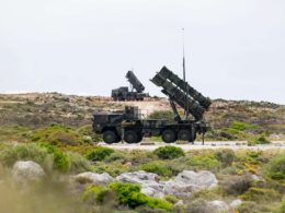 Patriot anti-aircraft missile system launchers