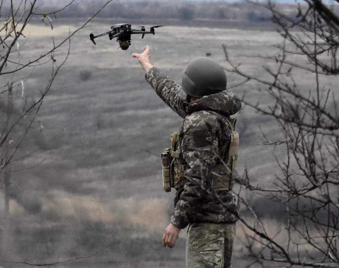 Ukrainian soldier with a drone