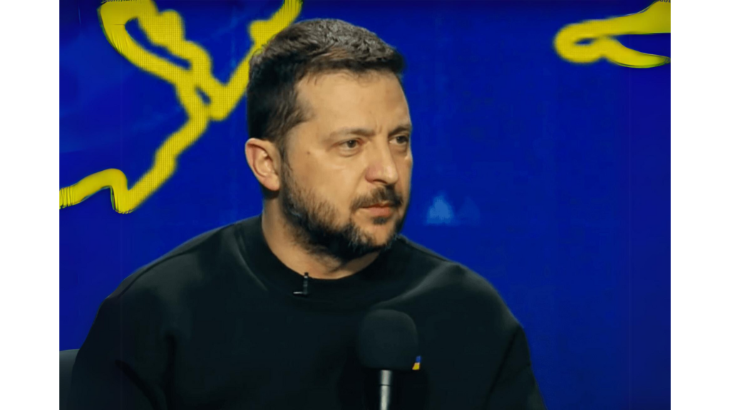 Ukrainian President Volodymyr Zelenskyy. Screenshot from the video press conference on 19 December 2023.