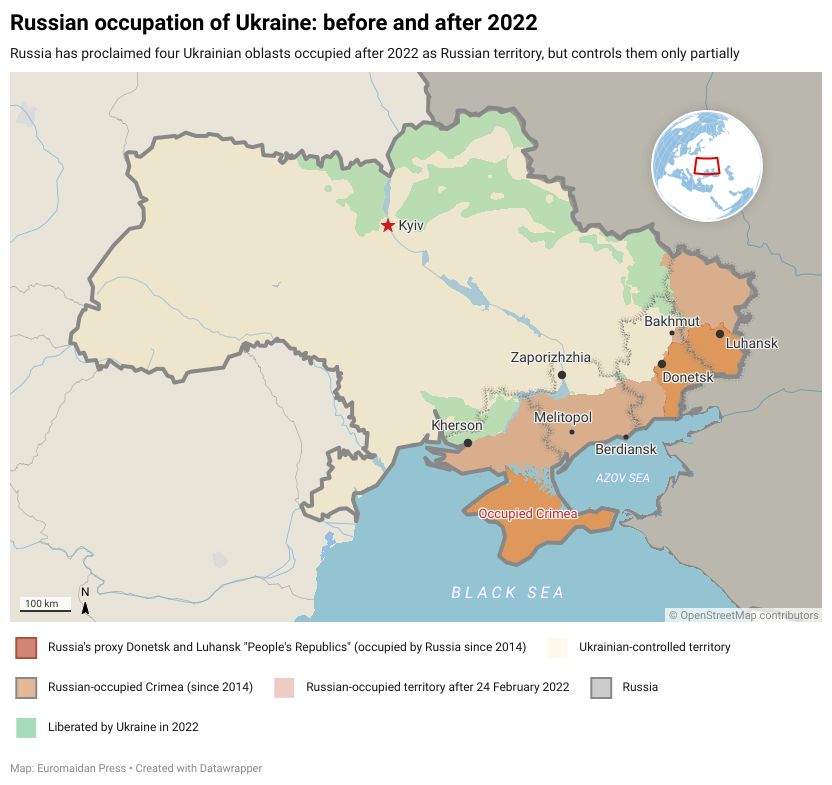 map Russian occupation of Ukraine 2022 2023