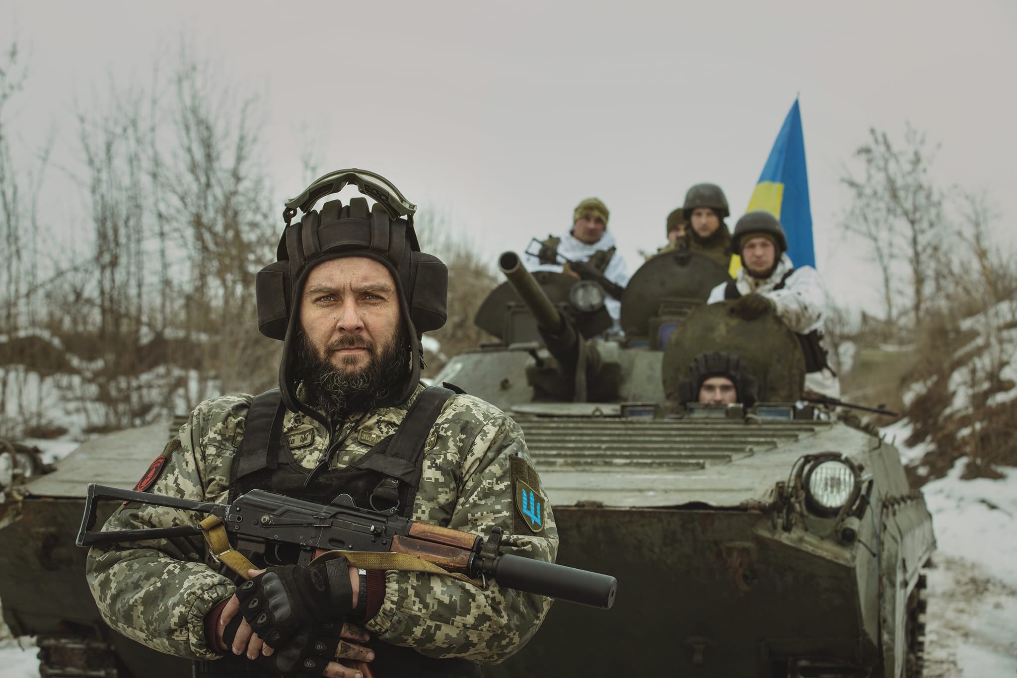 Ukrainian soldier tank