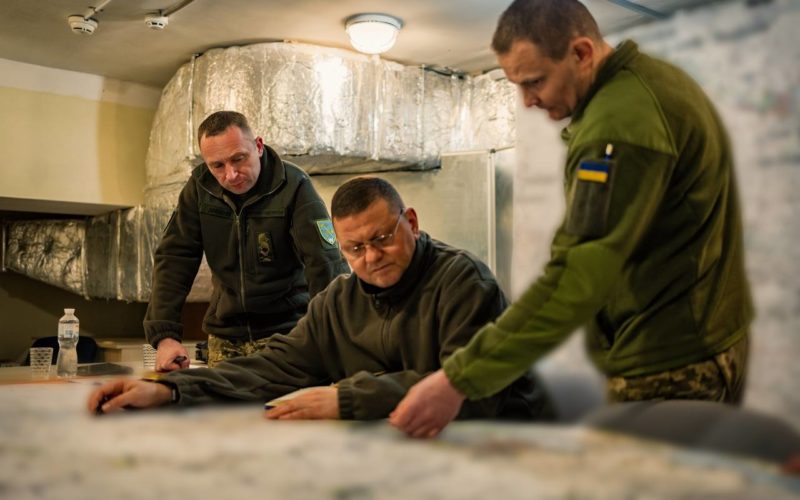Ukraine's Commander-in-Chief Valeriy Zaluzhnyi during his meeting with frontline commanders