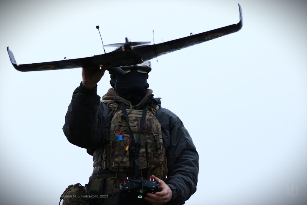 Ukrainian soldier with a drone
