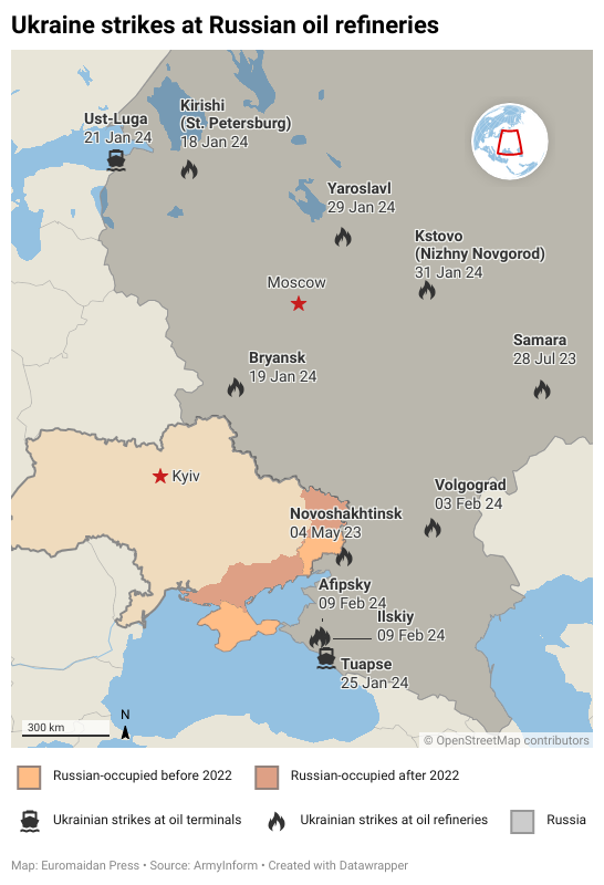 Ukraine strikes Russian oil refineris