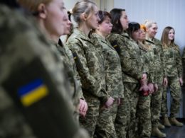 Ukrainian women in military uniforms