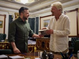 President Zelenskyy of Ukraine (left0 and Virgin Garoup founder Richard Branson (right) during their meeting in Kyiv in June 2022 . Photo: President.gov.ua