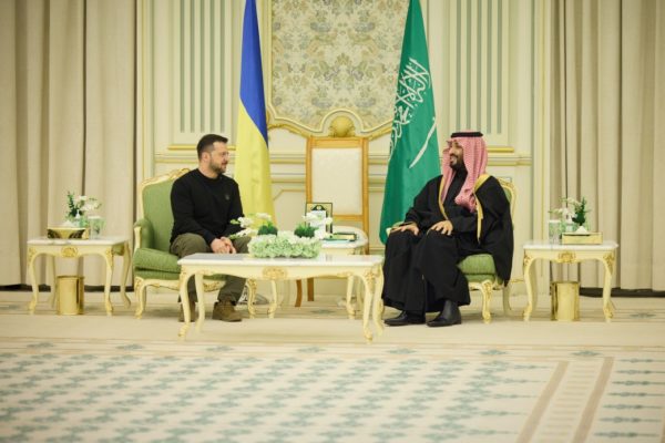 Ukrainian President Volodymyr Zelenskyy and  Saudi Crown Prince Mohammed bin Salman.