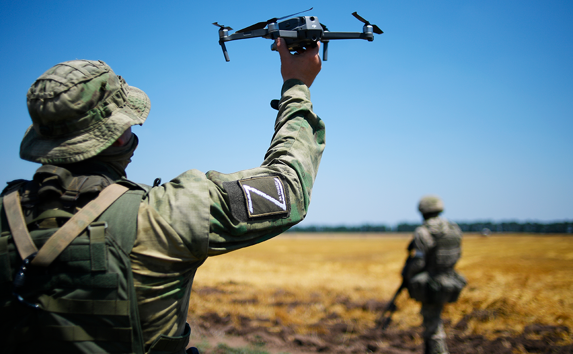 Russian soldier with a drone.