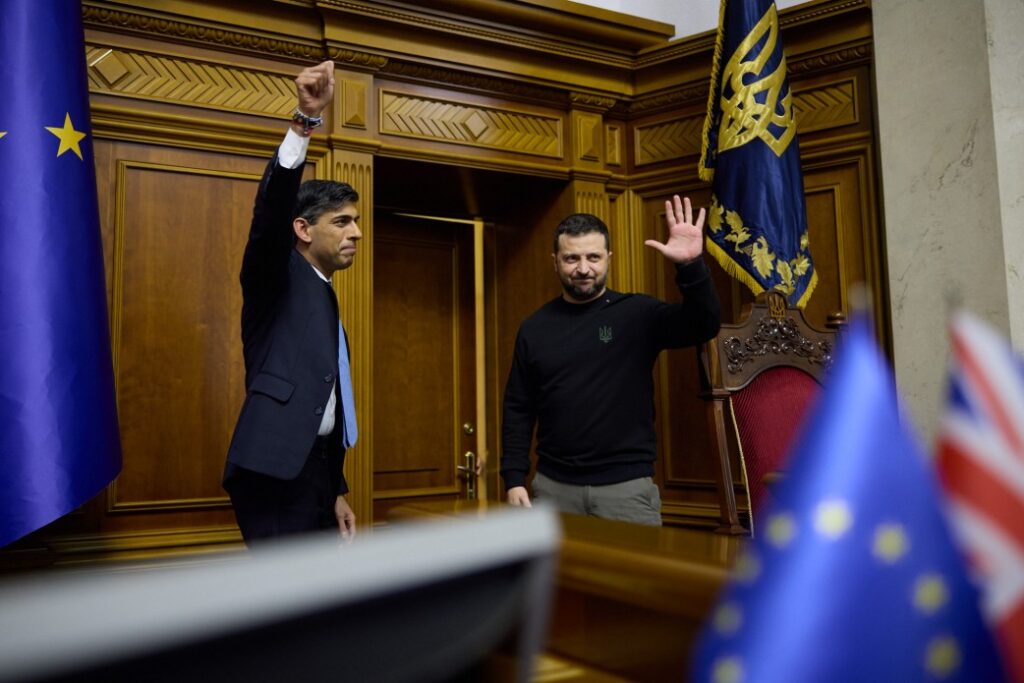 The President of Ukraine, Volodymyr Zelenskyy, and the Prime Minister of the UK, Rishi Sunak.