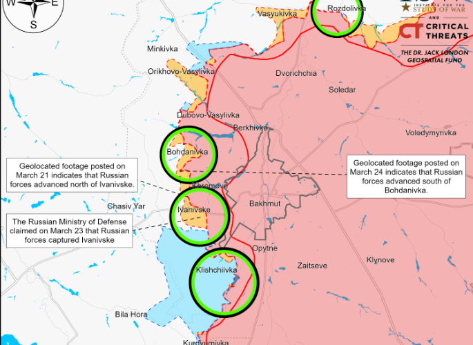 Chasiv Yar in Donetsk Oblast as of 25 March 2024
