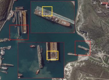 Russian large landing ships in occupied sevastopol