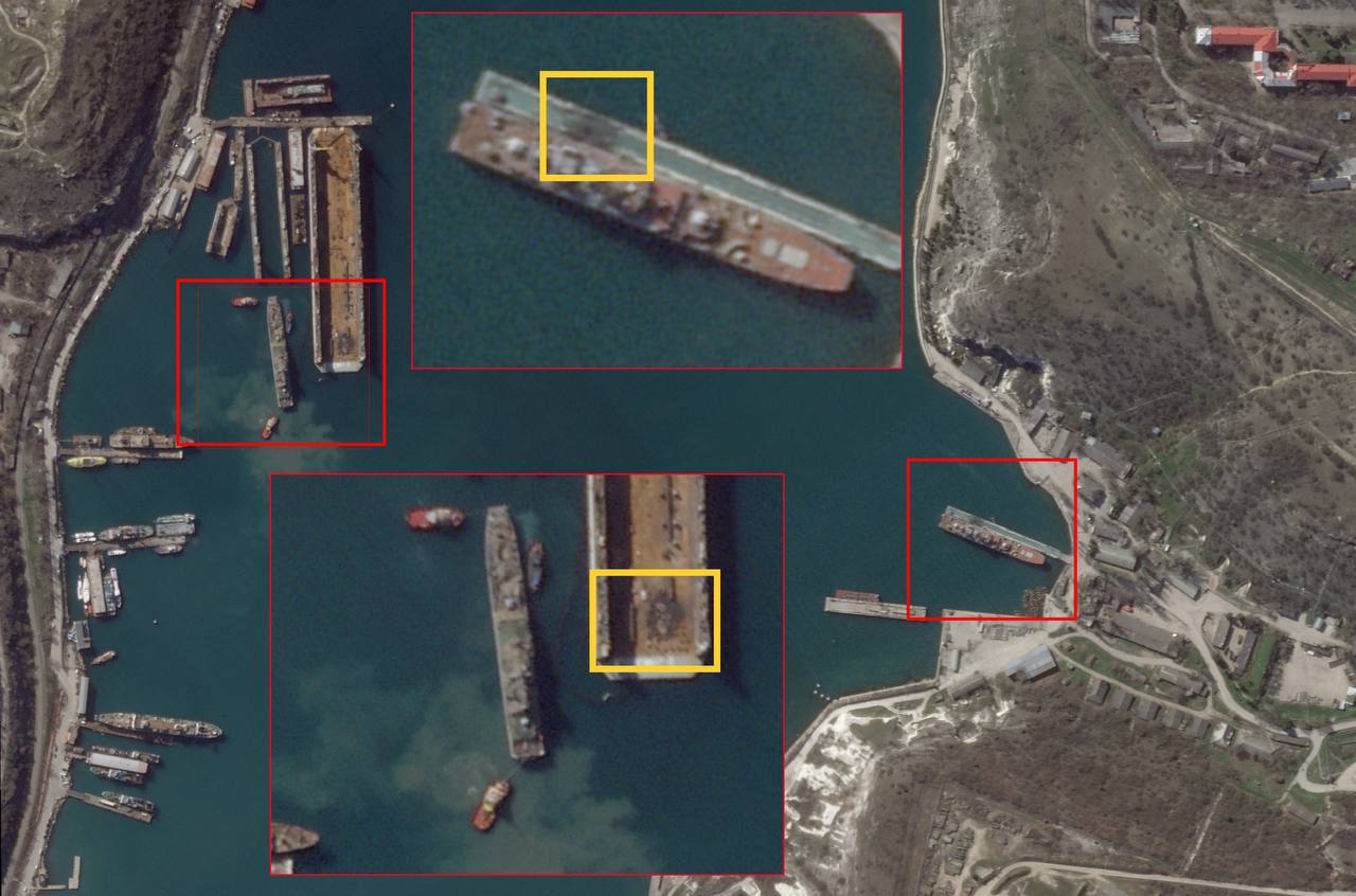 Russian large landing ships in occupied sevastopol