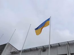 Ukrainian flag in Finnish city Lappeenranta.