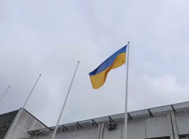 Ukrainian flag in Finnish city Lappeenranta.