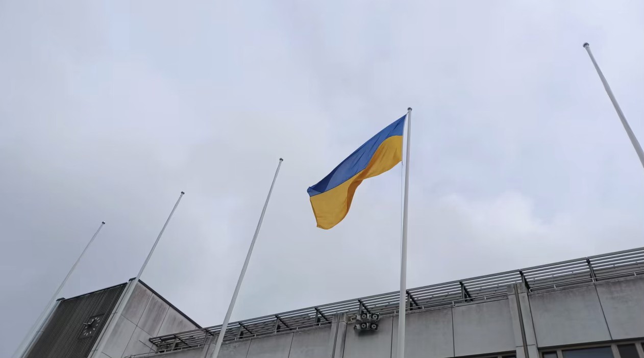 Ukrainian flag in Finnish city Lappeenranta.